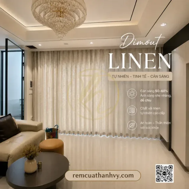 Rèm Linen Dimout Màu Ghi Muối Tiêu