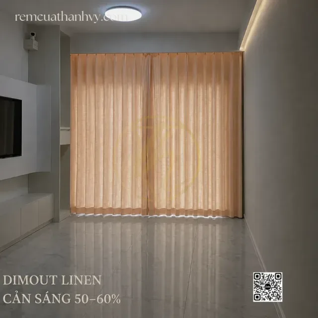 Rèm Phòng Khách Linen Màu Cam Sữa