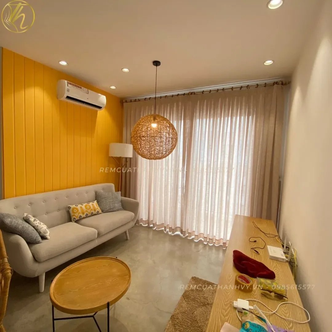 Công trình Rèm Voan Linen Kết Hợp Rèm Cuốn Gỗ Tại M-One Nam Sài Gòn, Quận 7