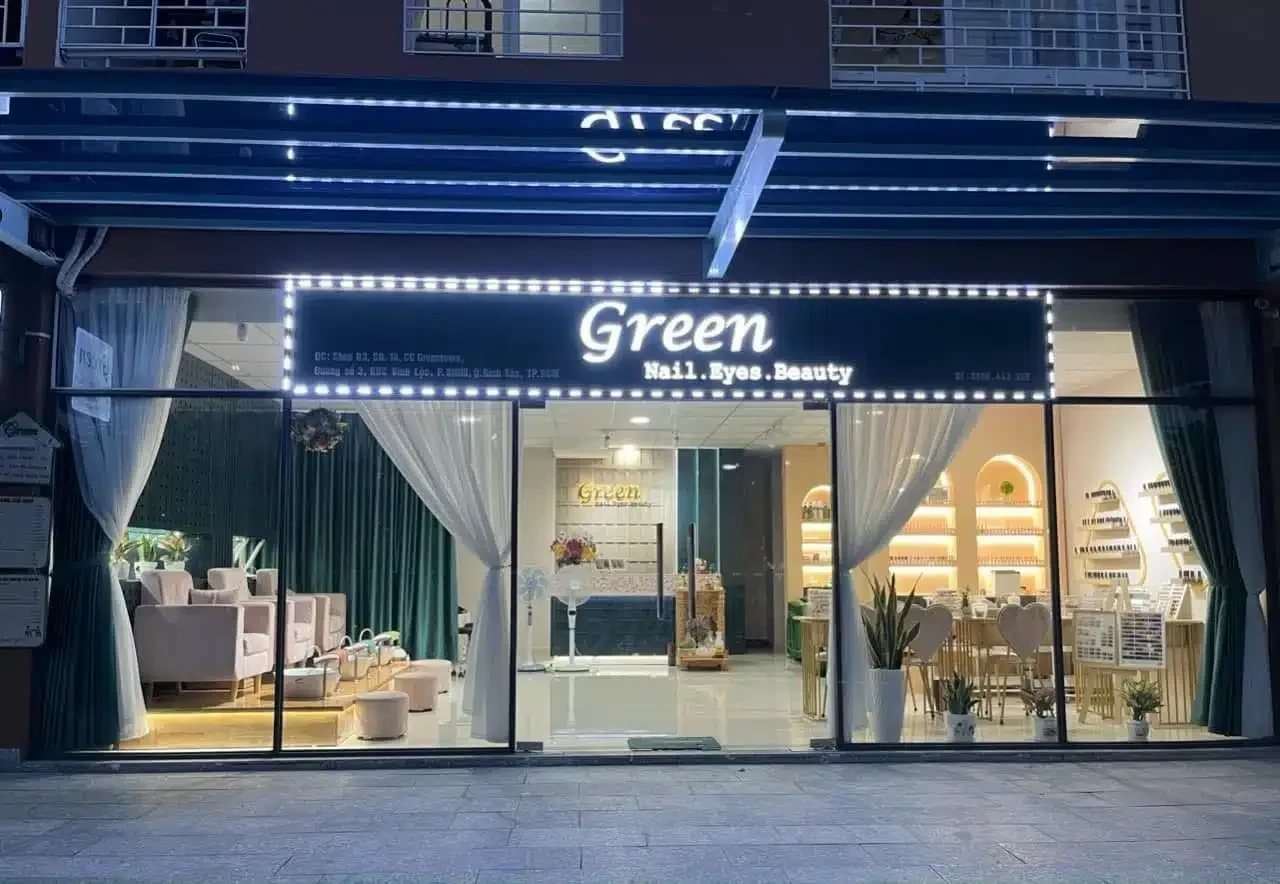 Công trình Rèm vải chia không gian spa Green Nail Bình Tân – giải pháp riêng tư và thẩm mỹ