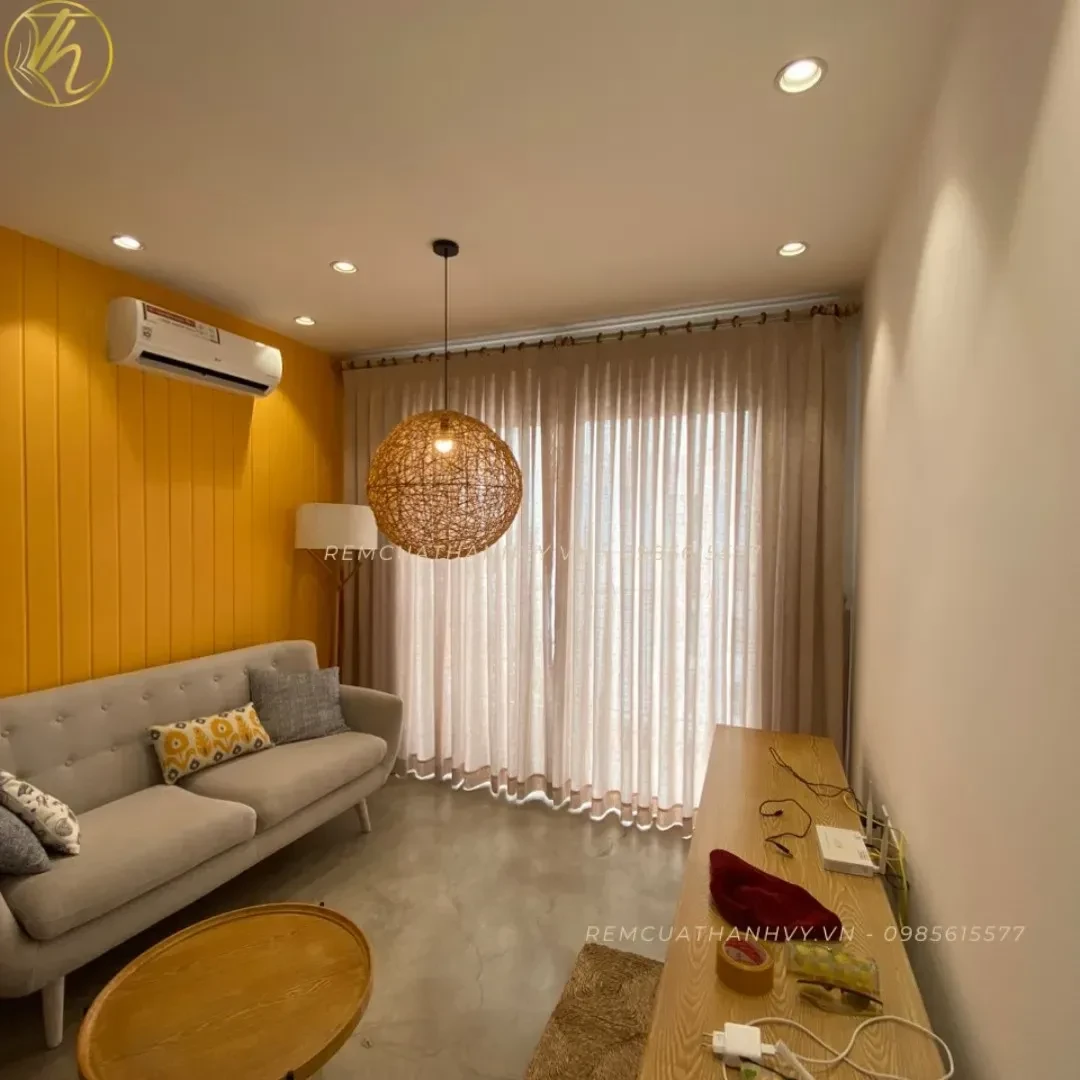 Công trình Rèm Voan Linen Kết Hợp Rèm Cuốn Gỗ Tại M-One Nam Sài Gòn, Quận 7