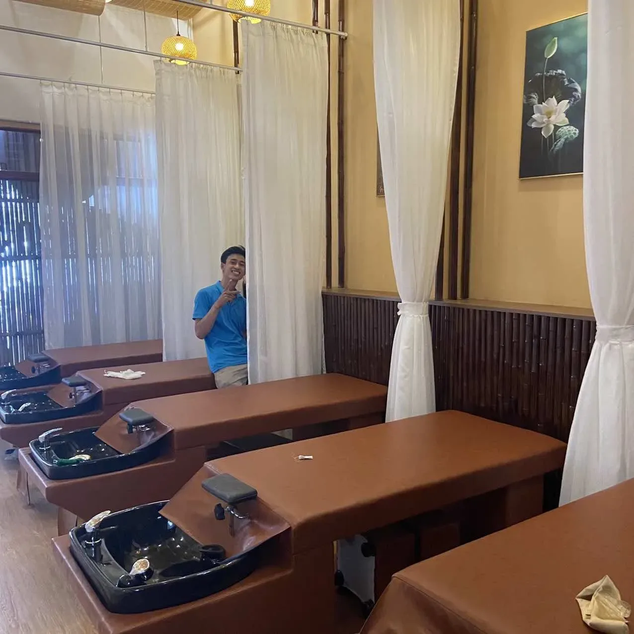 Công trình Rèm Sợi & Rèm Voan Spa Thy Nhiên Tân Phú – Ngăn Giường Cao Cấp