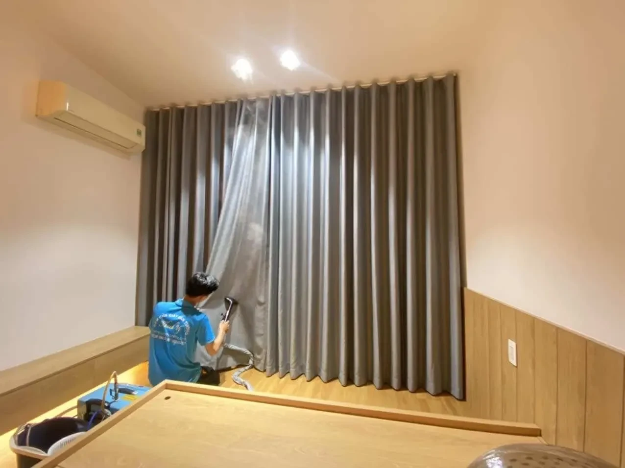 Công trình Rèm Vải 2 Lớp Hấp Sóng Phòng Ngủ Villa Hồ Tràm