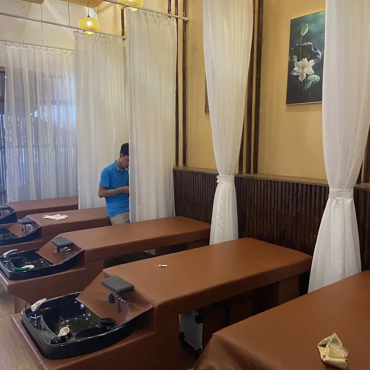 Công trình Rèm Sợi & Rèm Voan Spa Thy Nhiên Tân Phú – Ngăn Giường Cao Cấp
