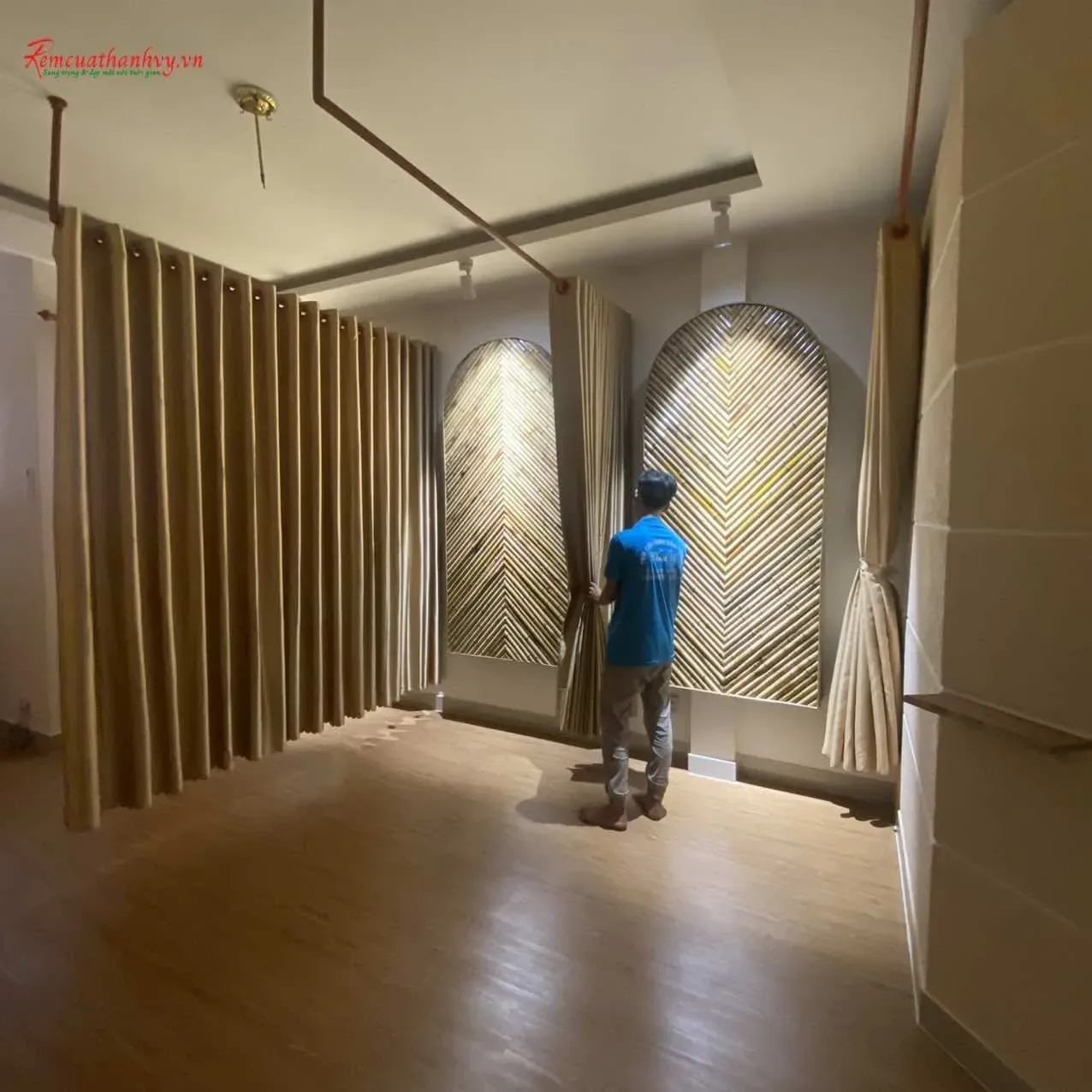 Công trình Rèm Sợi & Rèm Voan Spa Thy Nhiên Tân Phú – Ngăn Giường Cao Cấp