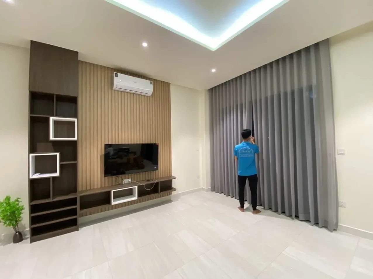 Công trình Rèm Vải 2 Lớp Hấp Sóng Phòng Ngủ Villa Hồ Tràm