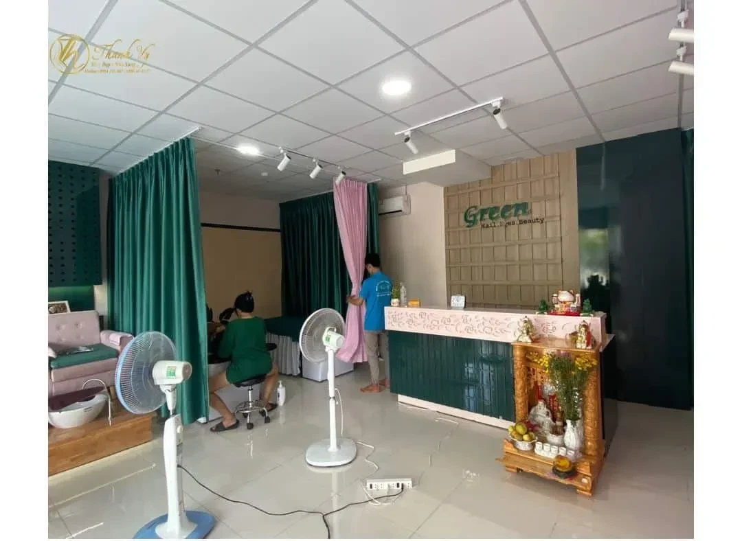 Công trình Rèm vải chia không gian spa Green Nail Bình Tân – giải pháp riêng tư và thẩm mỹ