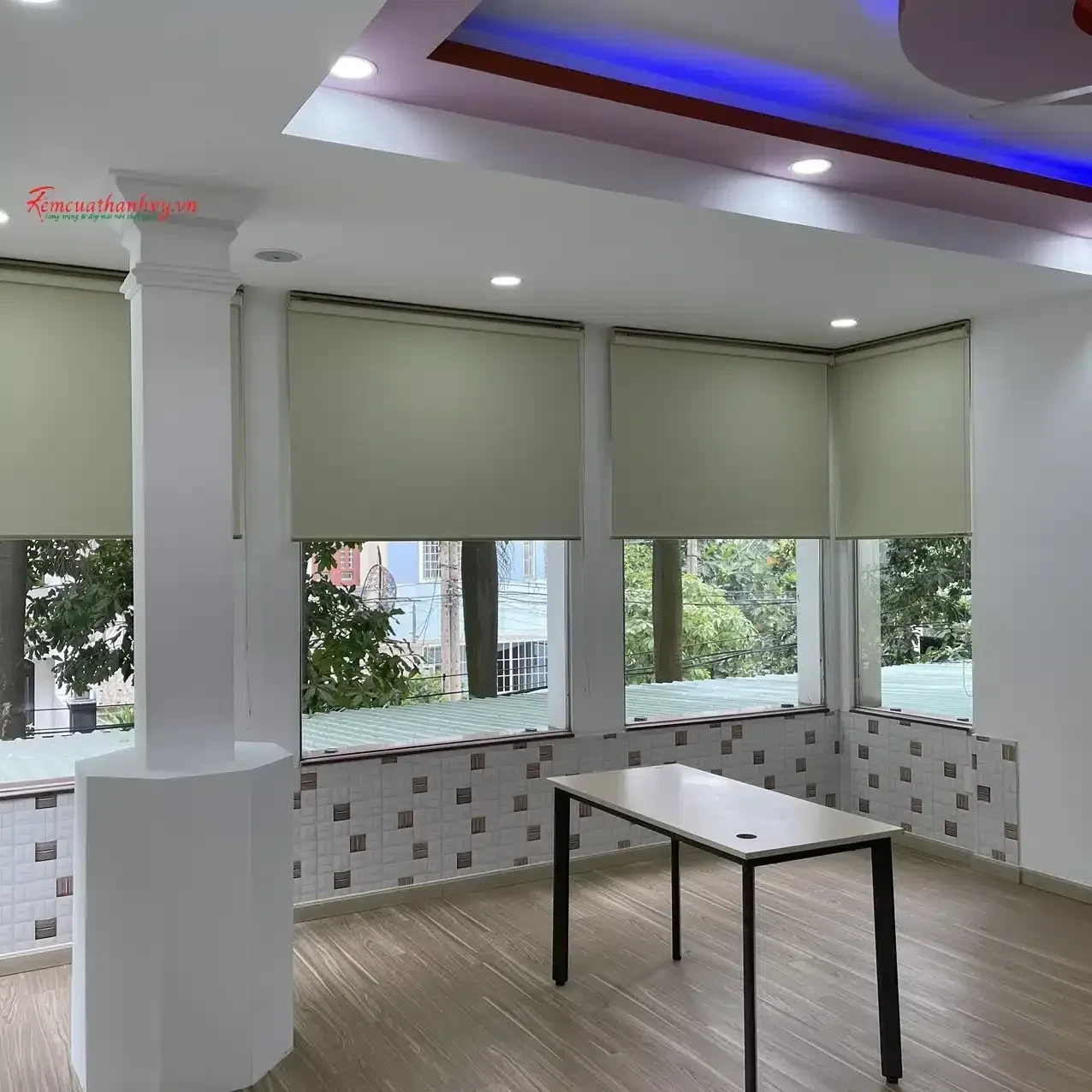 Công trình Rèm Cuốn Xanh Lạ Phòng Học Mầm Non Little Lion – Bình Tân