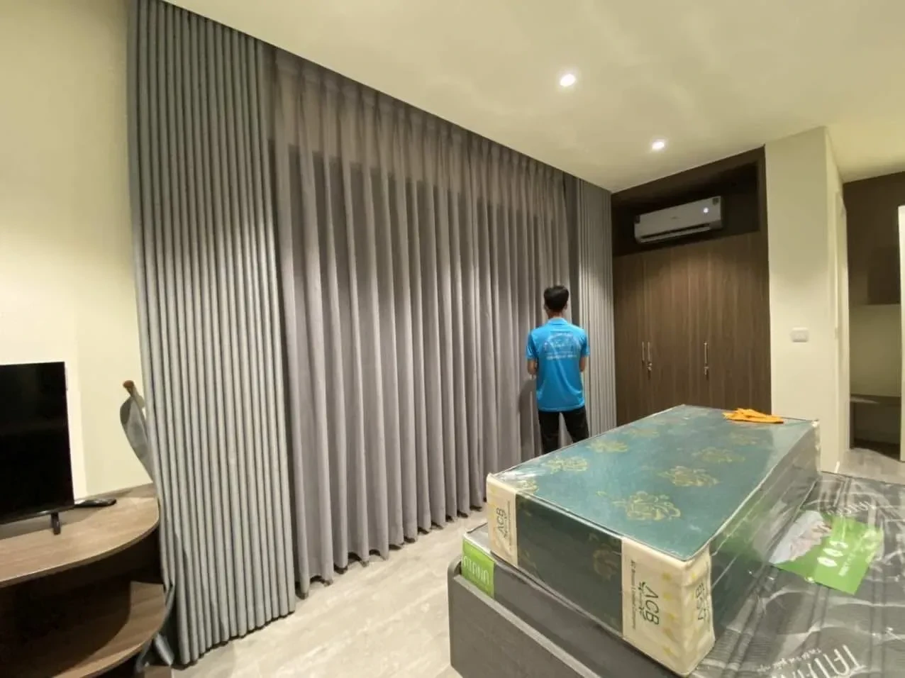 Công trình Rèm Vải 2 Lớp Hấp Sóng Phòng Ngủ Villa Hồ Tràm
