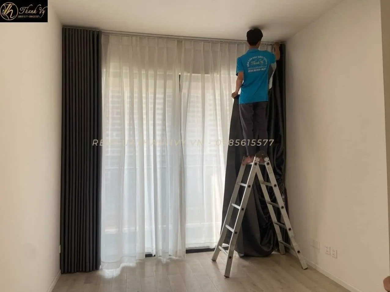 Công trình Rèm Vải 2 Lớp Đen-Trắng Chung Cư Masteri Centre Point Quận 9