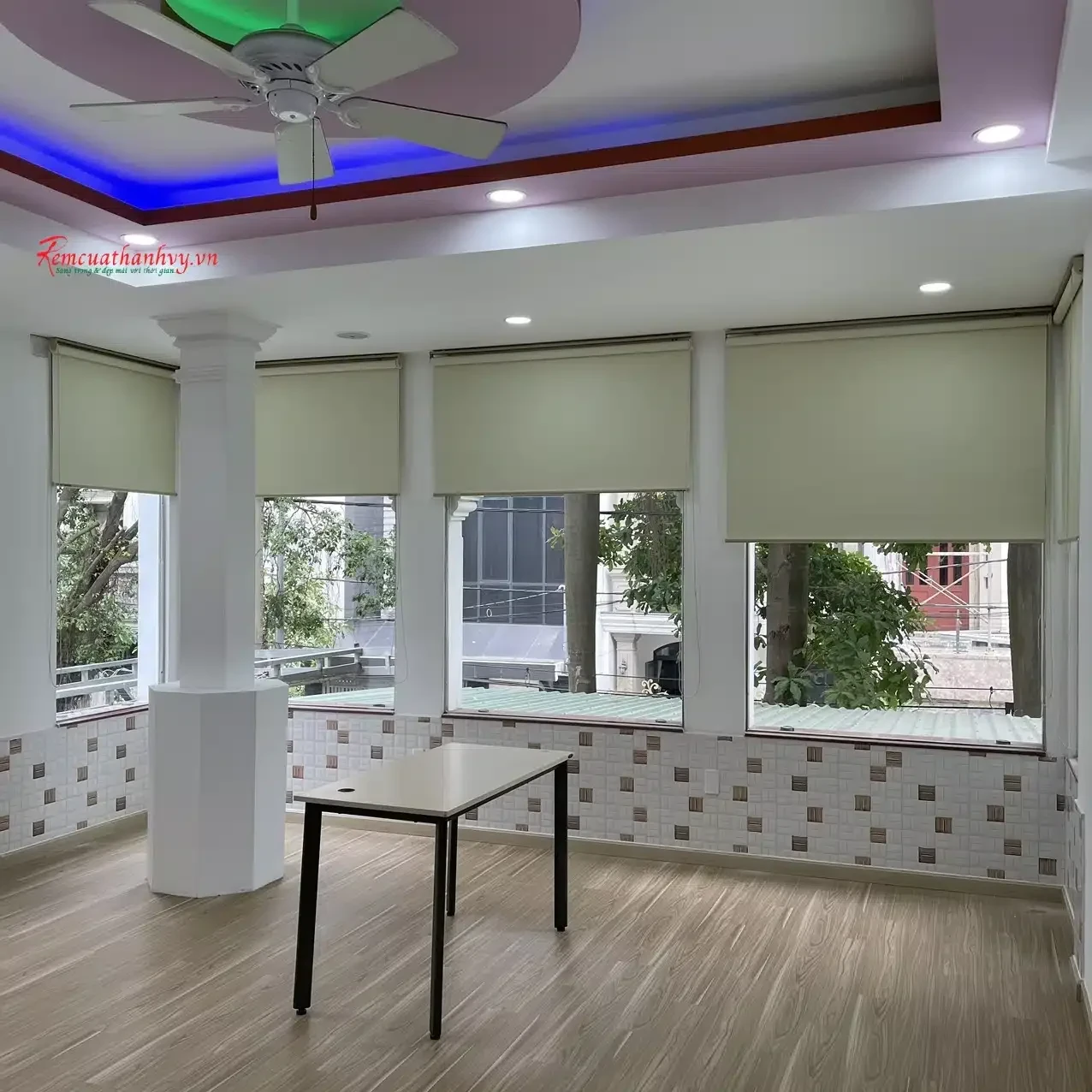 Công trình Rèm Cuốn Xanh Lạ Phòng Học Mầm Non Little Lion – Bình Tân