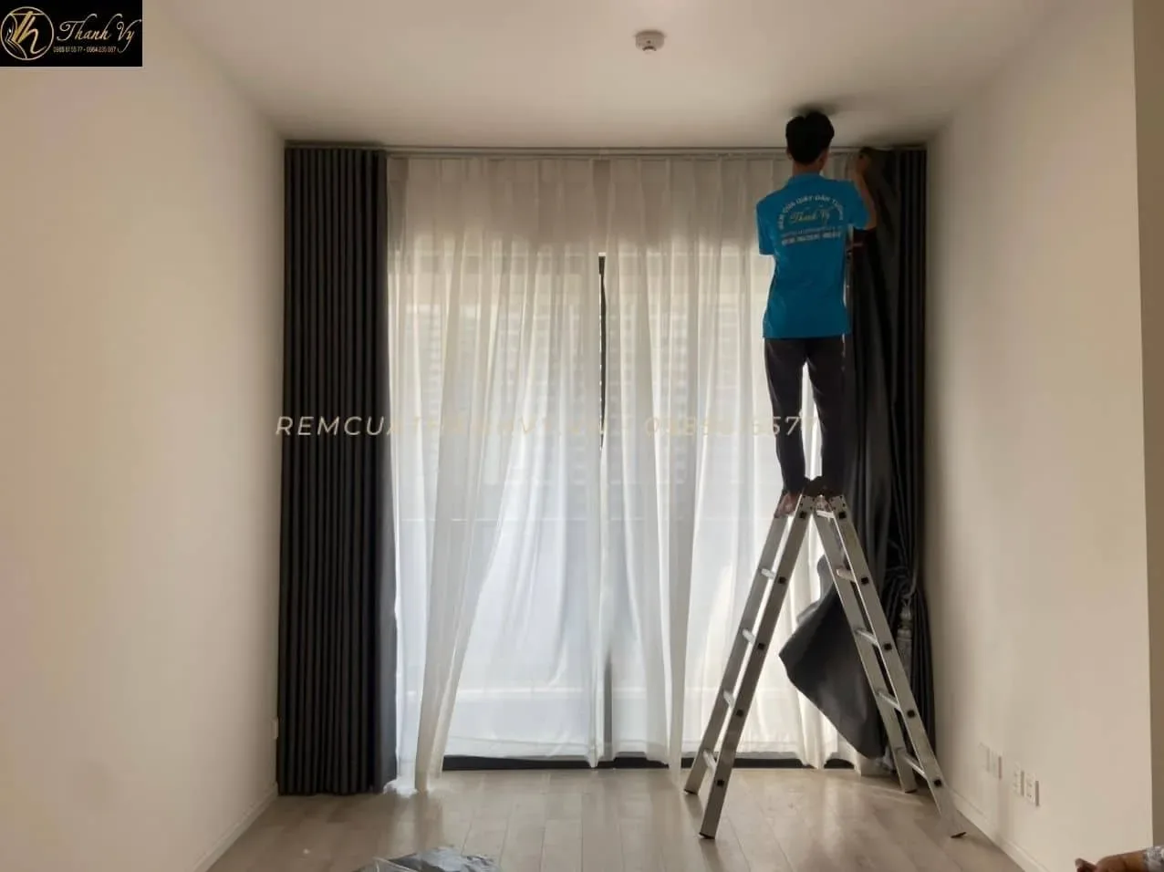 Công trình Rèm Vải 2 Lớp Đen-Trắng Chung Cư Masteri Centre Point Quận 9